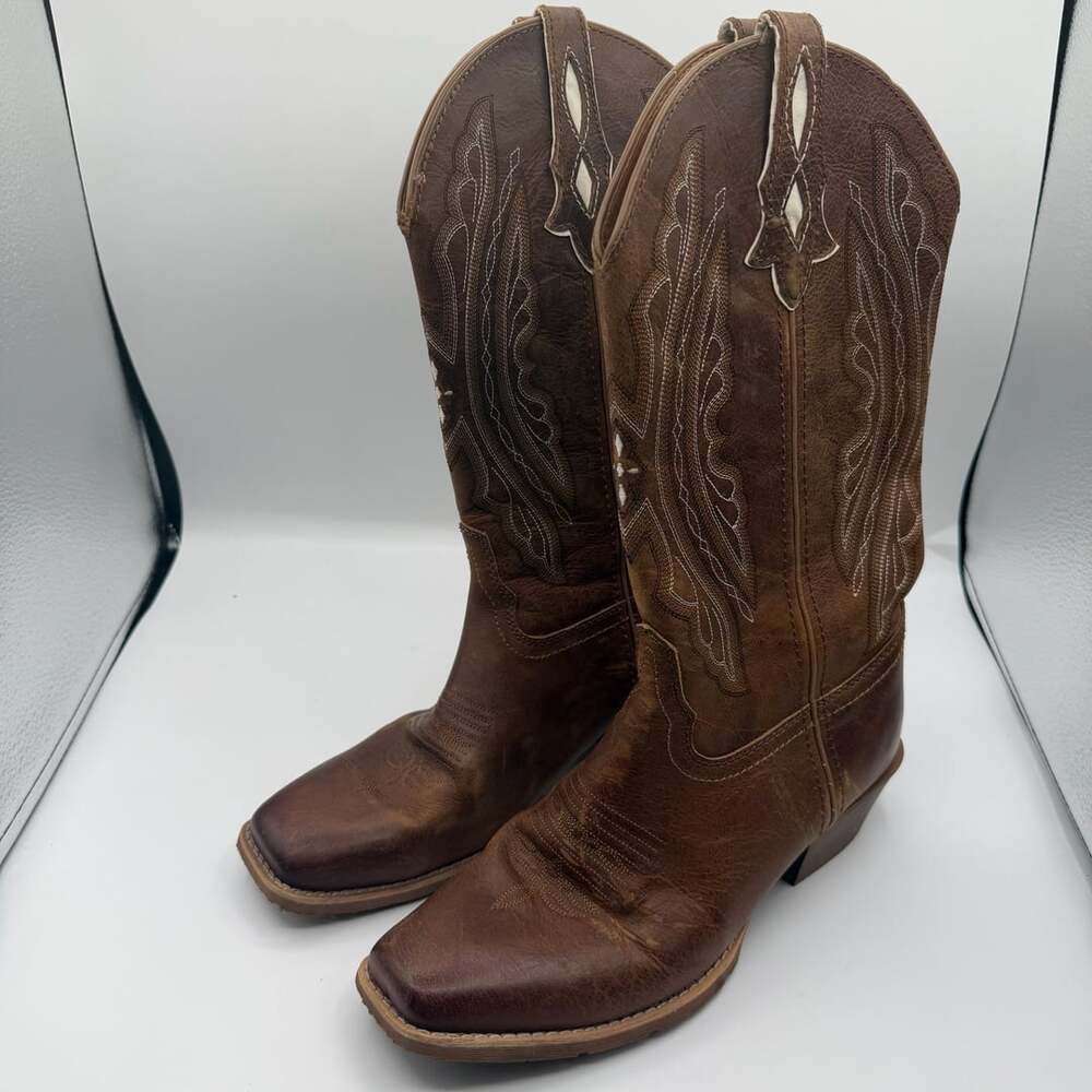 Justin Brown Leather Western Cowboy Boots Size 11B